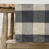 Check tea towel, leaf