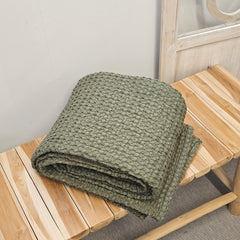 Waffle throw, olive 180cm x 260cm