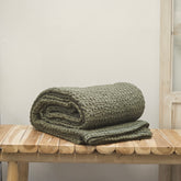 Waffle throw, olive 180cm x 260cm