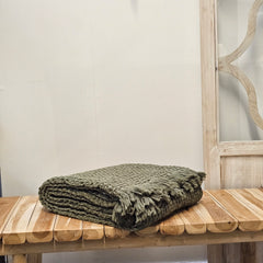 Waffle throw, olive 130cm x 200cm