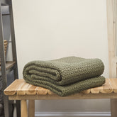 Waffle throw, olive 240 x 260cm
