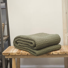 Waffle throw, olive 240 x 260cm