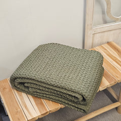 Waffle throw, olive 240 x 260cm