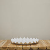 Ruffled cake plate, white