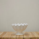 Ruffled ceramic bowl, white