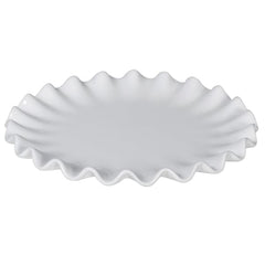 Ruffled cake plate, white
