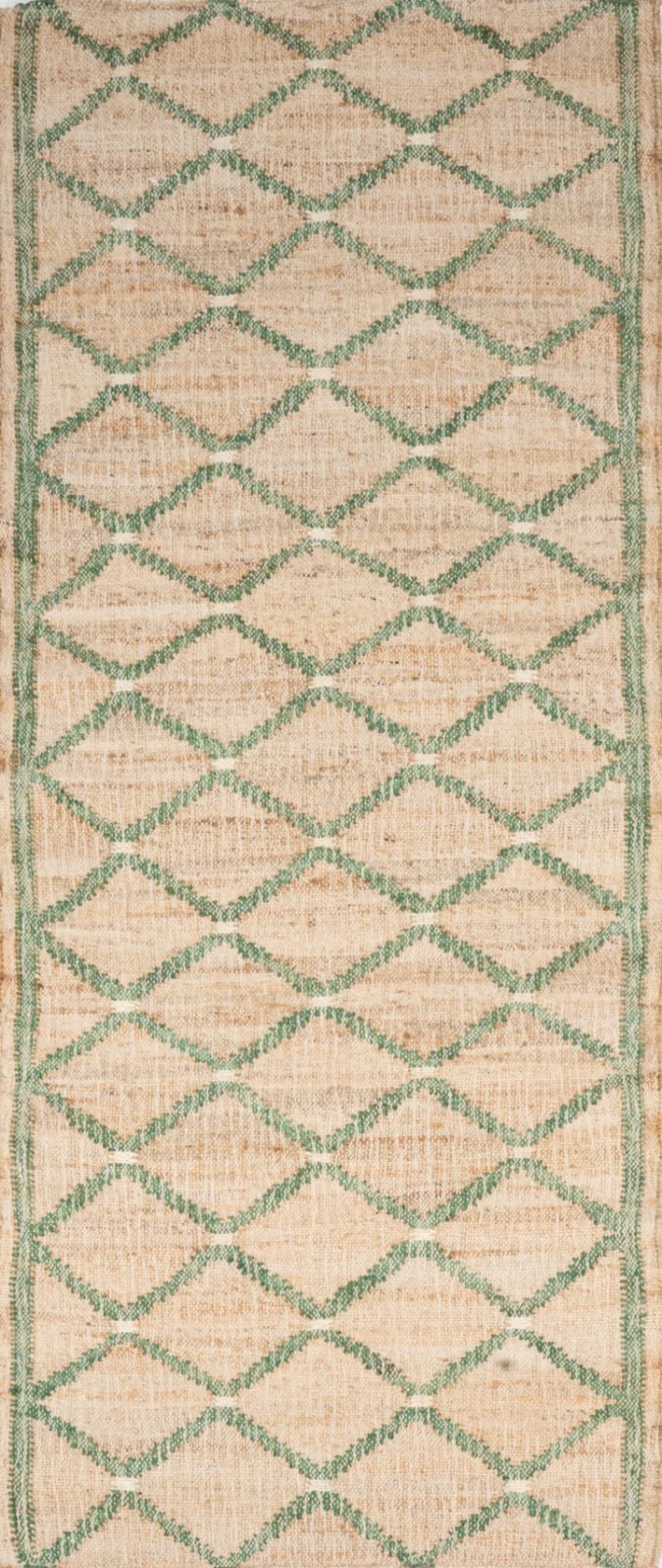 Cairo Artisanal Jute-Cotton Runner-Green Main image