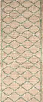Cairo Artisanal Jute-Cotton Runner-Green