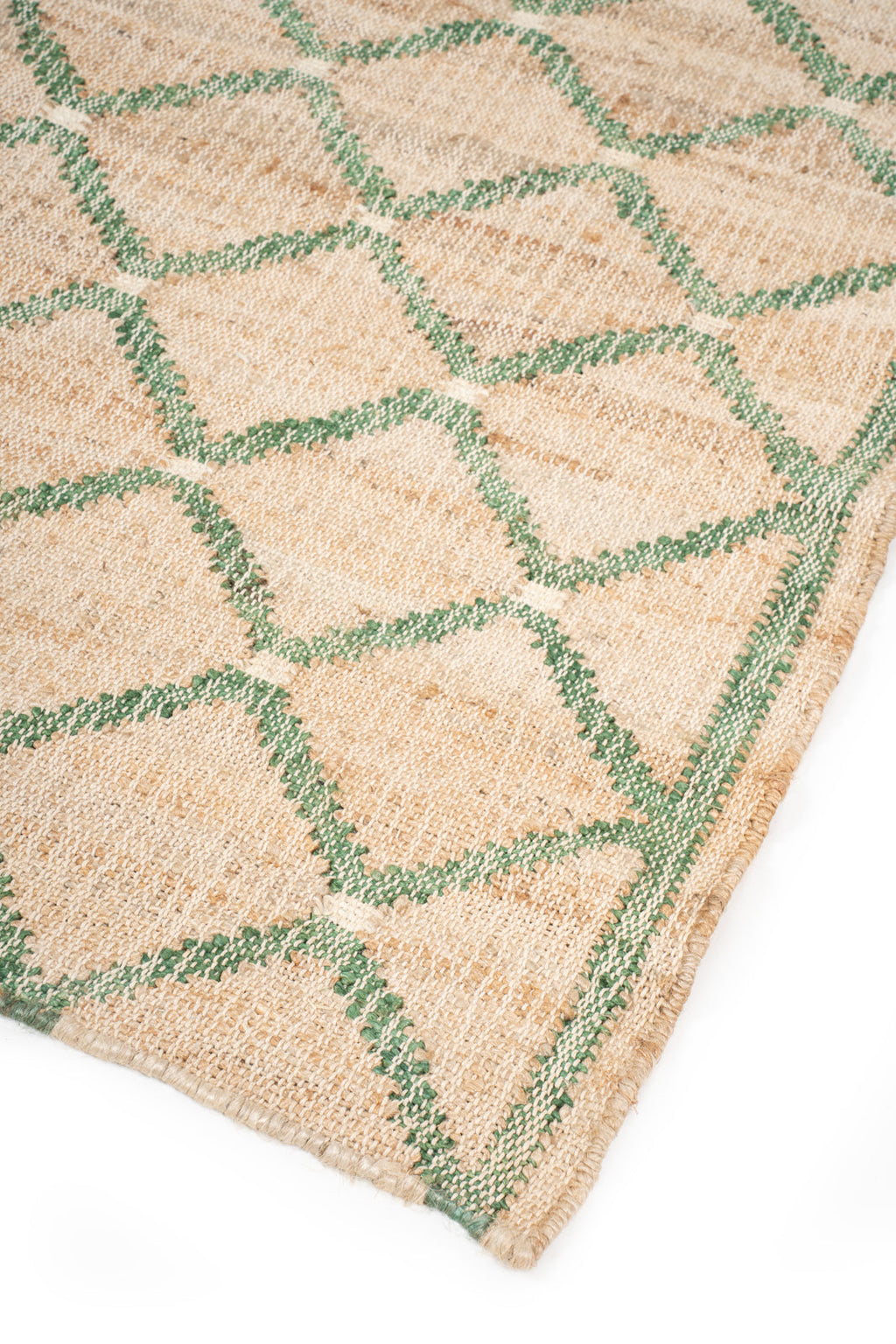 Cairo Artisanal Jute-Cotton Runner-Green