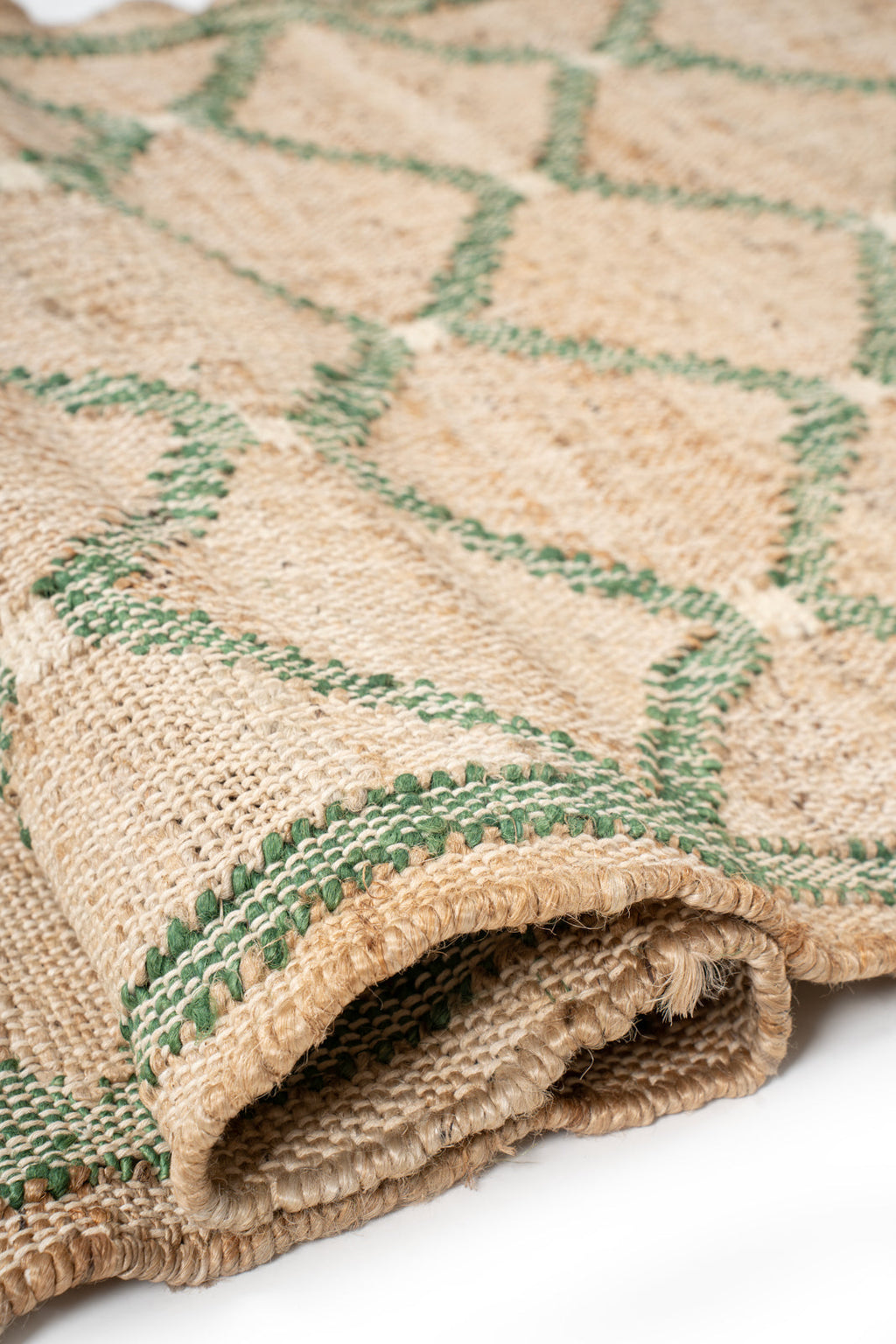 Cairo Artisanal Jute-Cotton Runner-Green