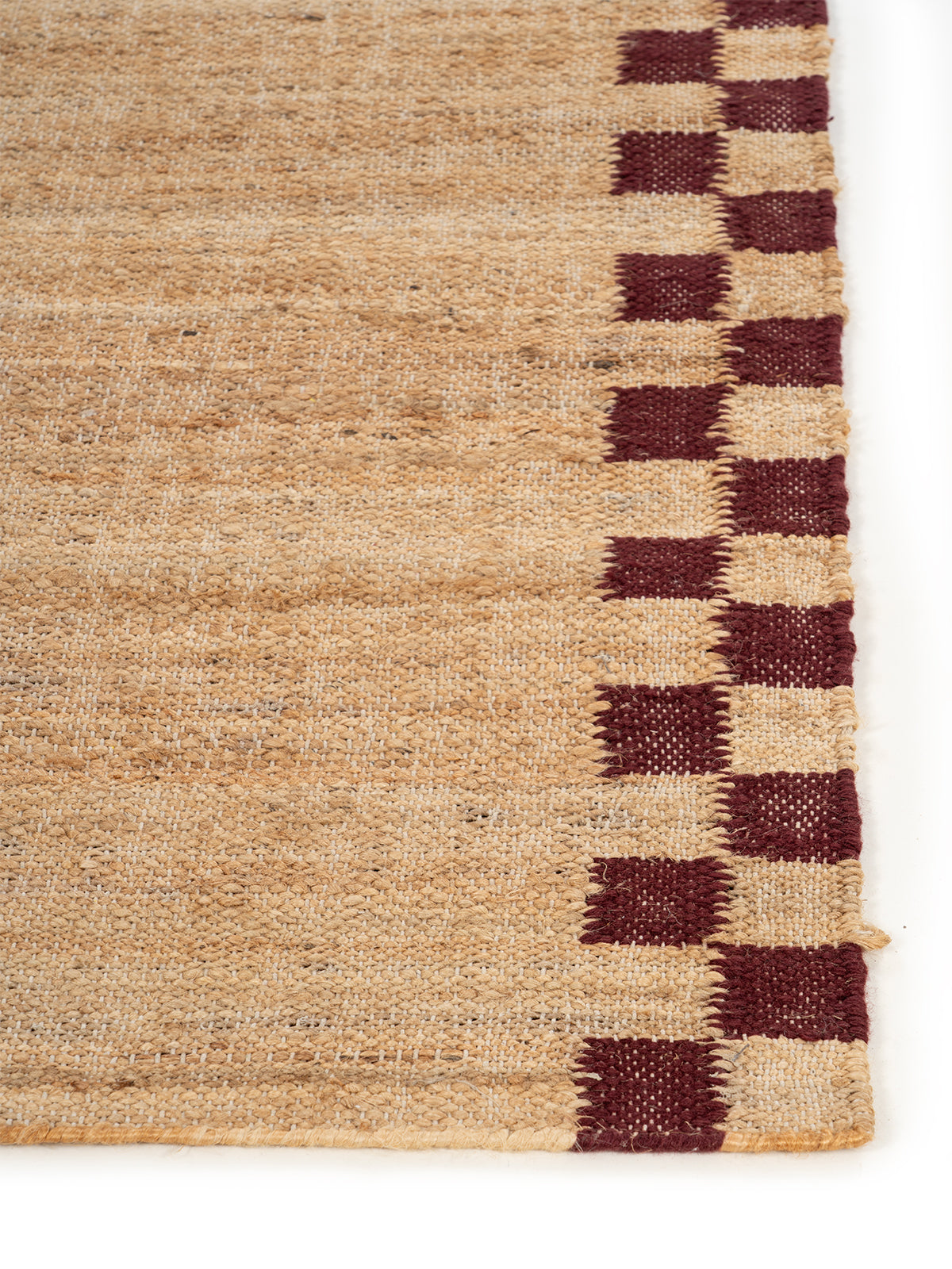 Checkerboard Border Jute Runner
