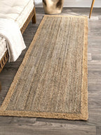 Juba Jute Bordered Runner-Brown