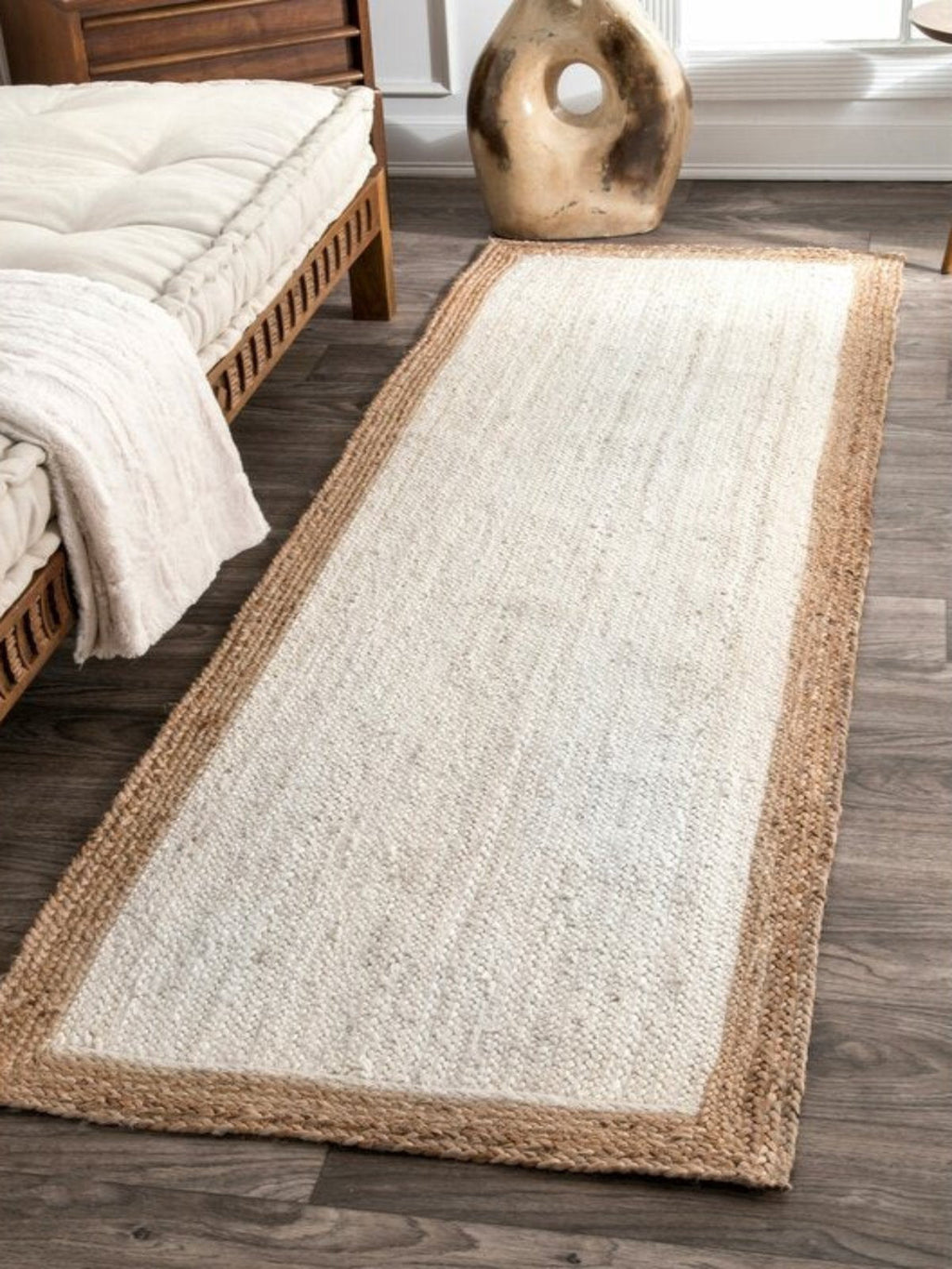 Juba Jute Bordered Runner-Ivory