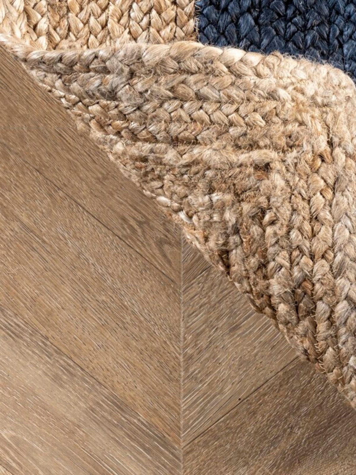 Juba Jute Bordered Runner-Navy