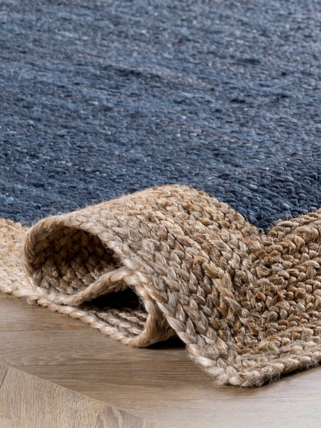 Juba Jute Bordered Runner-Navy