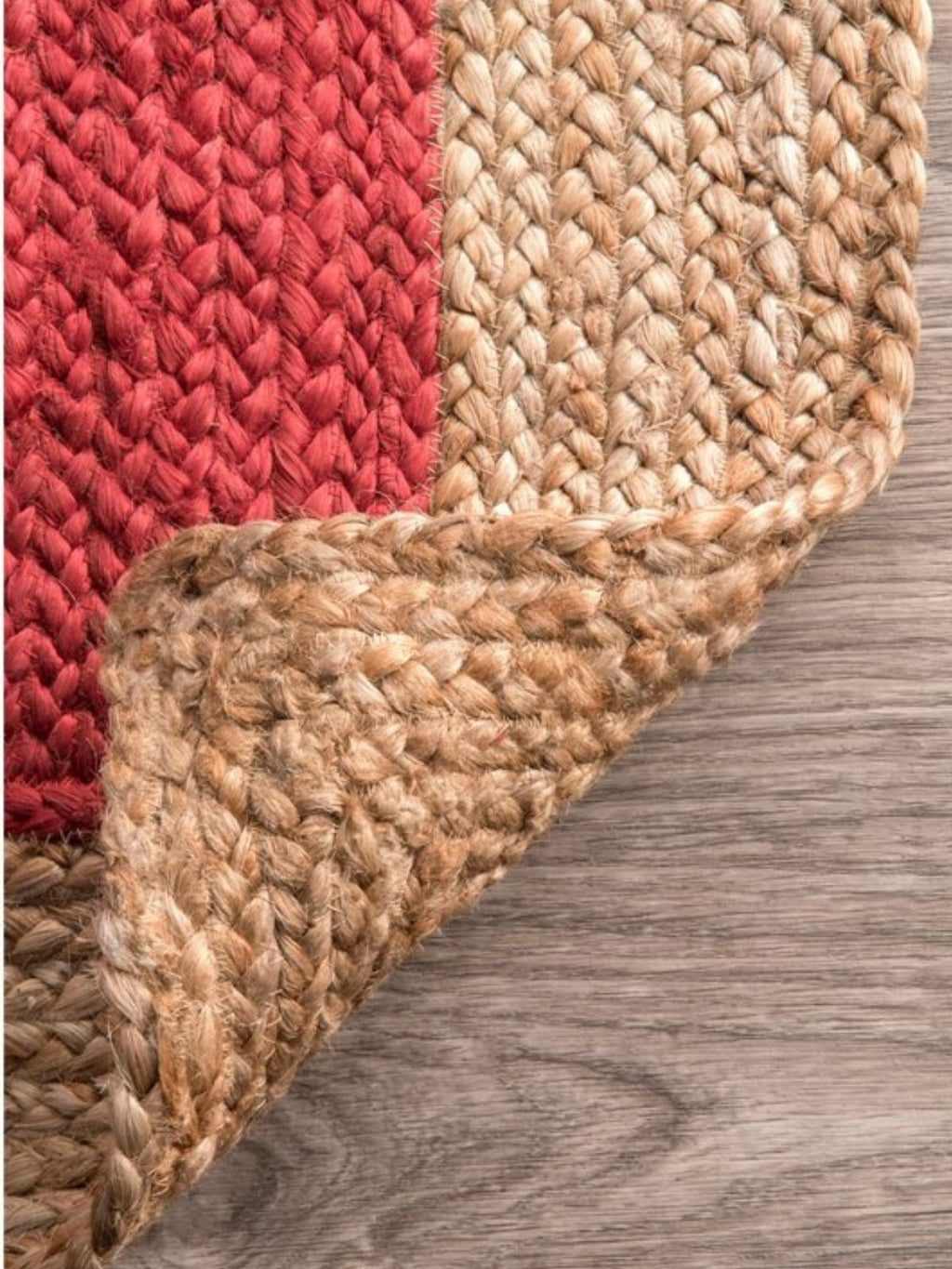 Juba jute bordered area runner-Red