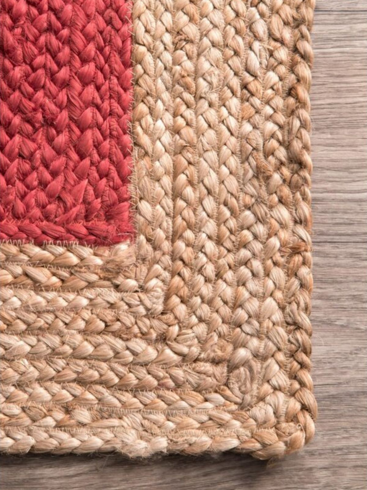 Juba jute bordered area runner-Red