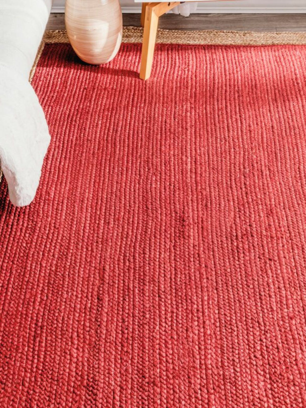 Juba jute bordered area runner-Red