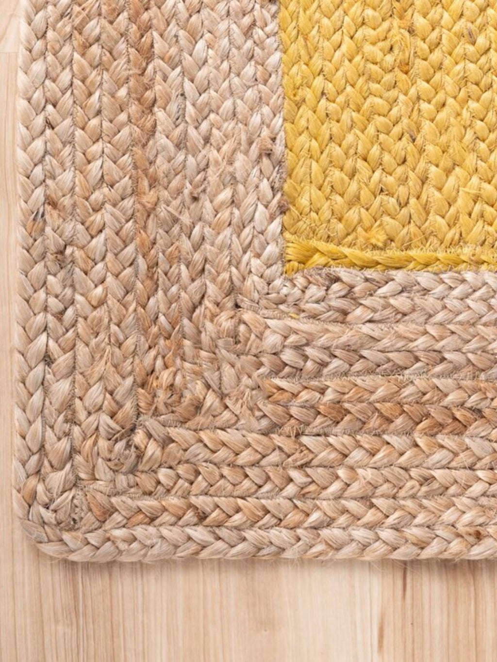 Juba jute bordered area runner-Yellow