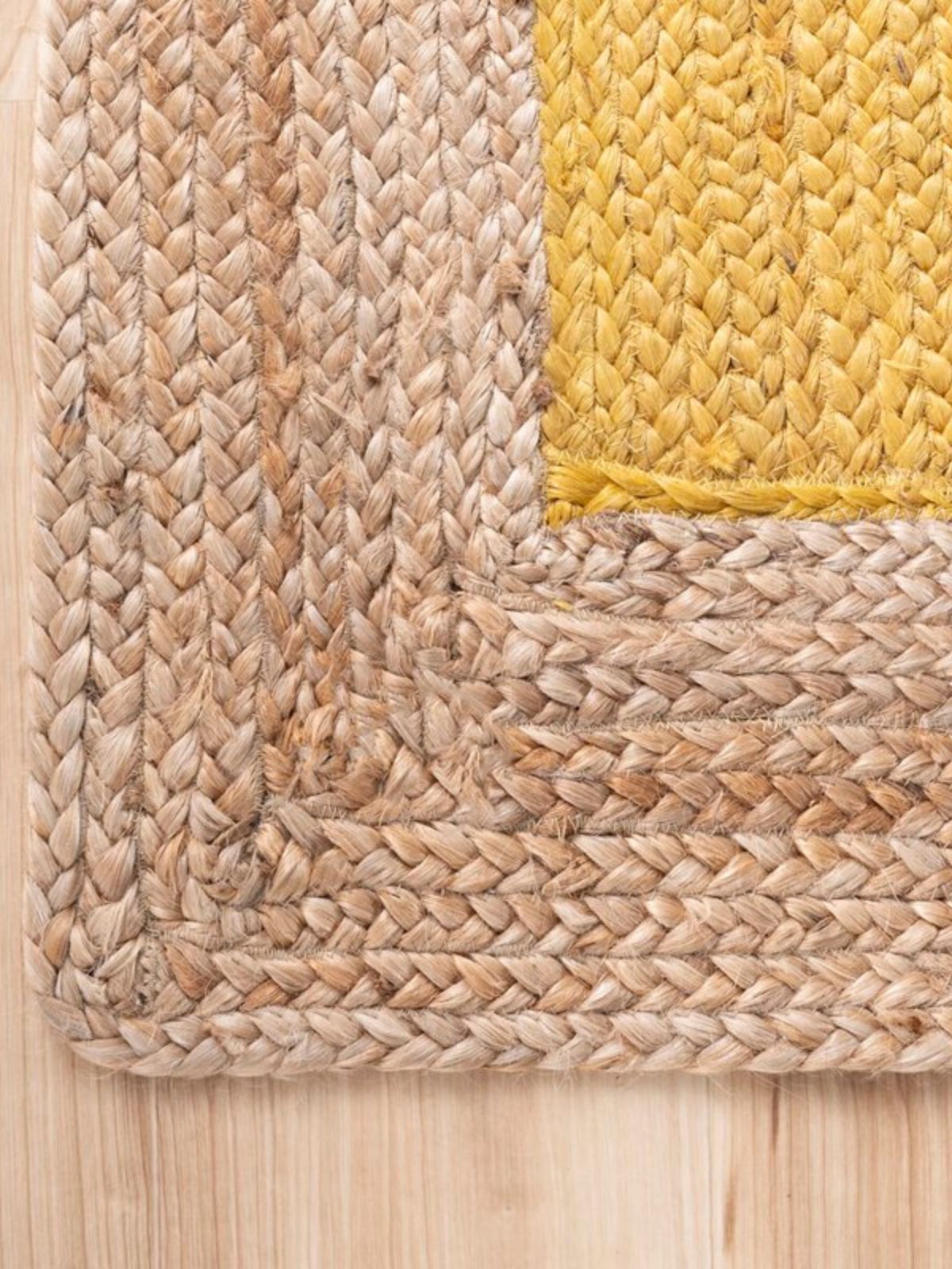 Juba jute bordered area runner-Yellow