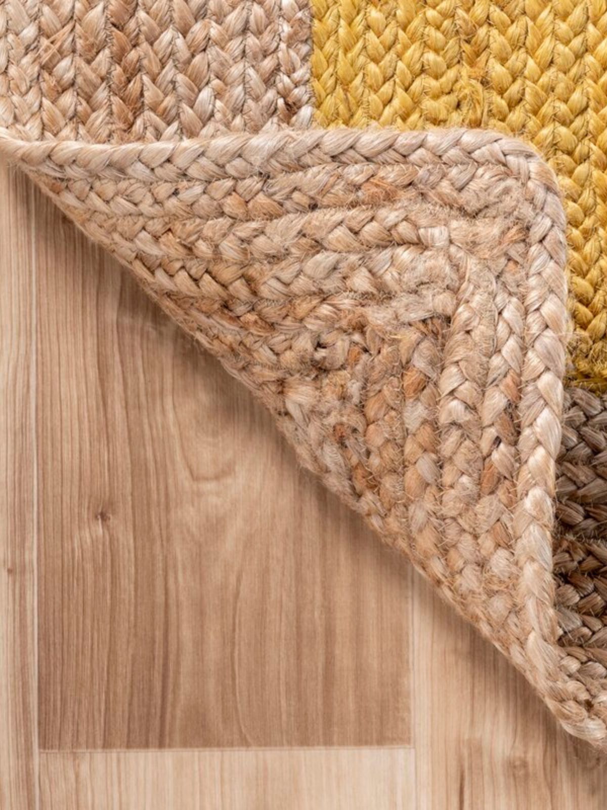 Juba jute bordered area runner-Yellow