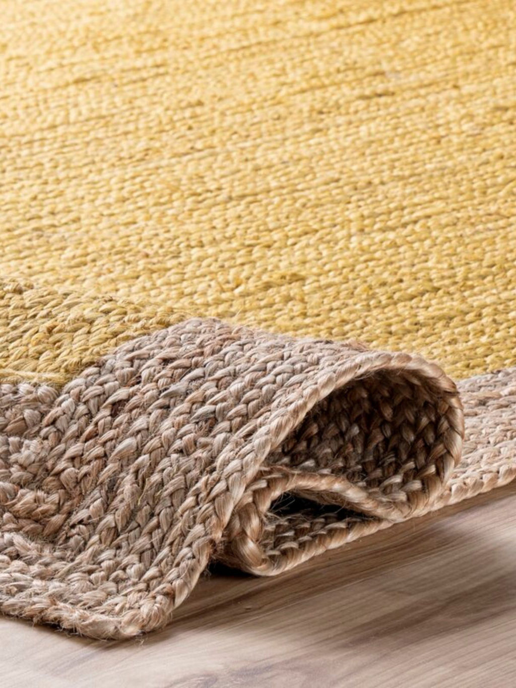 Juba jute bordered area runner-Yellow