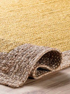 Juba jute bordered area runner-Yellow