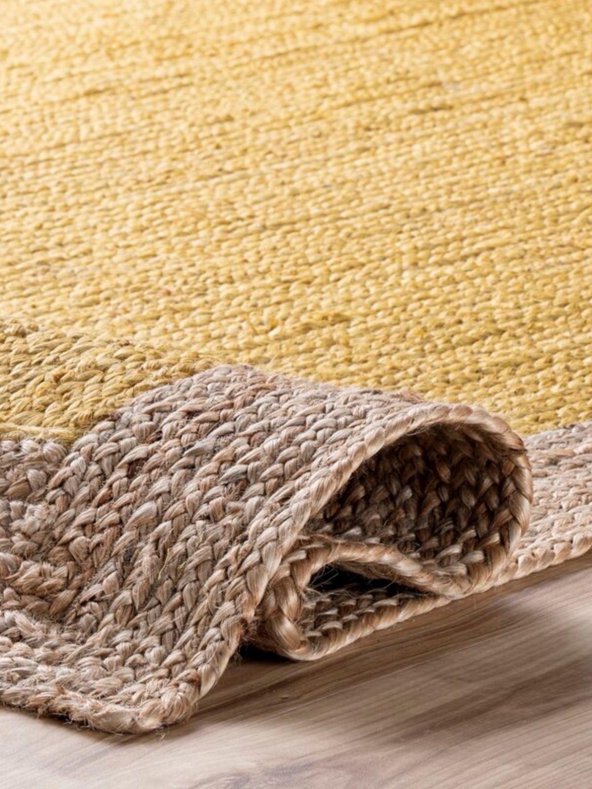 Juba jute bordered area runner-Yellow