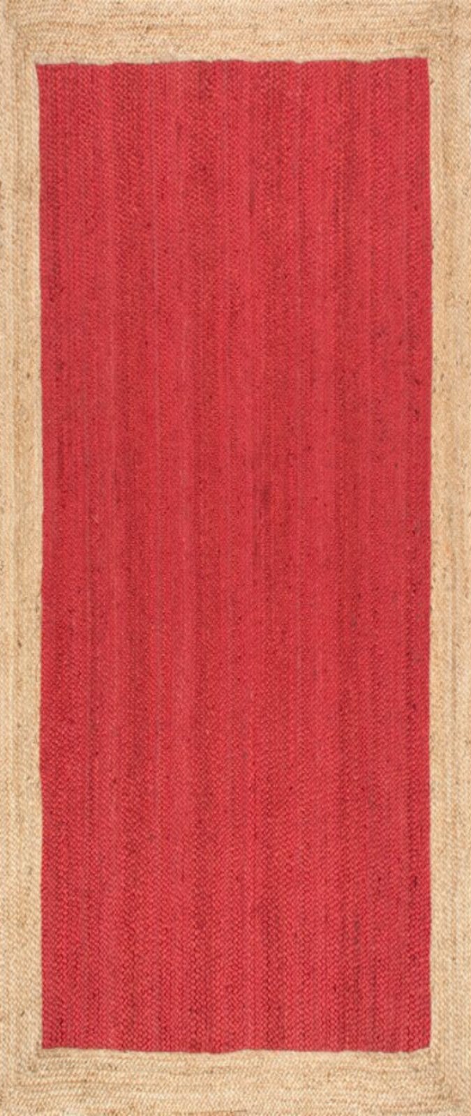 Juba jute bordered area runner-Red