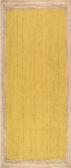 Juba jute bordered area runner-Yellow