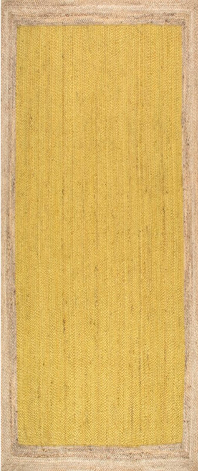 Juba jute bordered area runner-Yellow