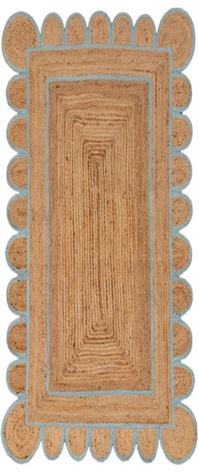 Luxor Scalloped Braided Runner-Aqua Main image