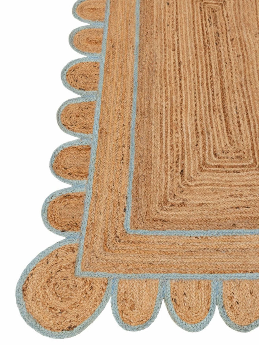 Luxor Scalloped Braided Runner-Aqua