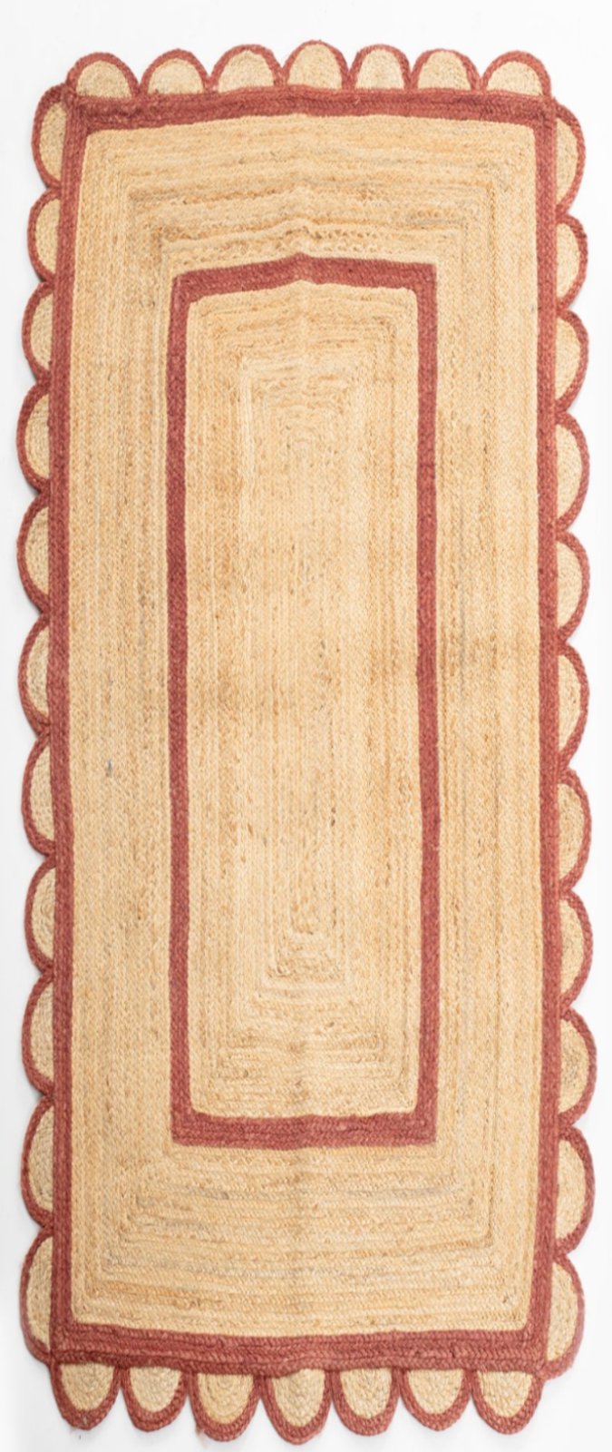Luxor Scalloped Braided Runner-Red