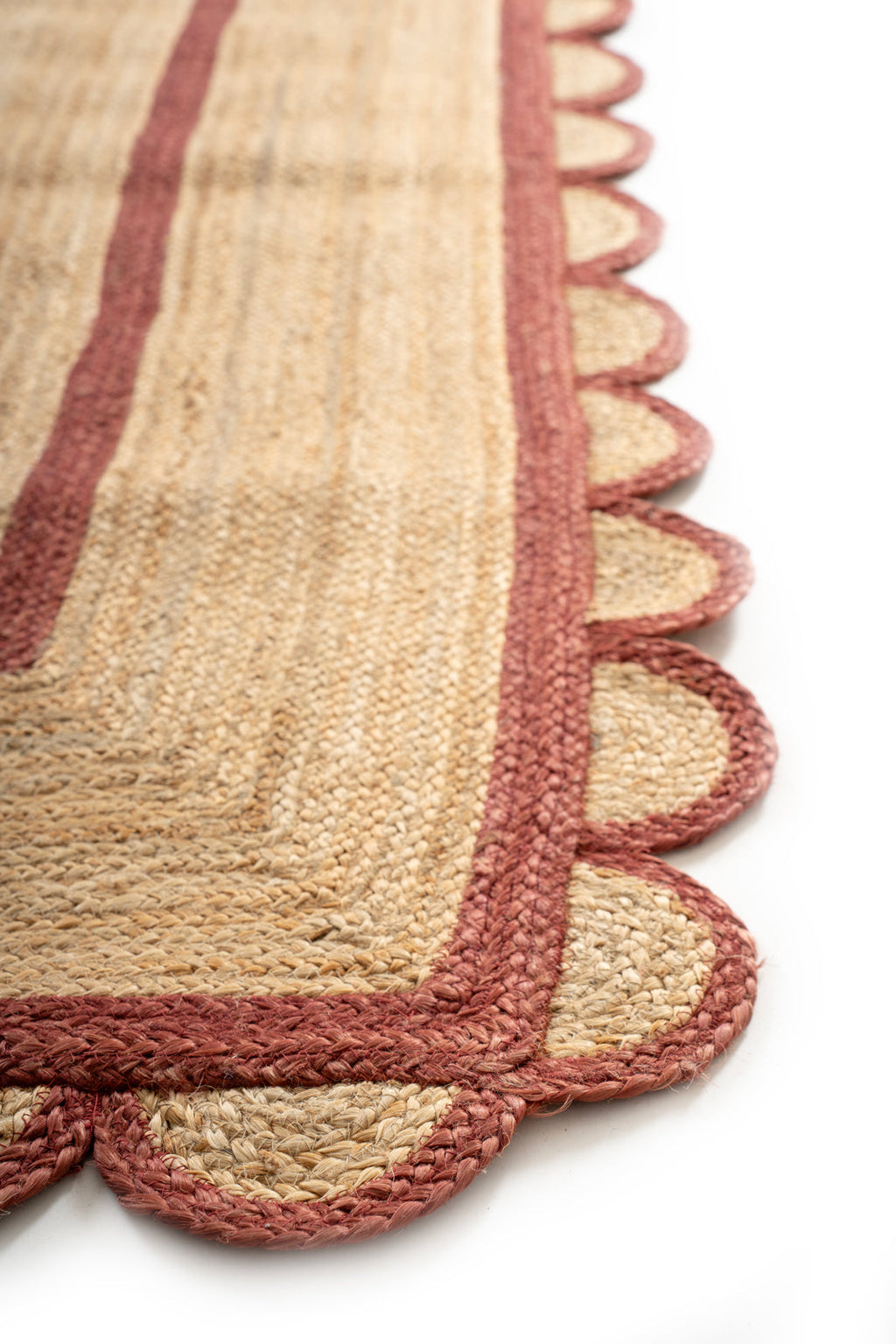 Luxor Scalloped Braided Runner-Red