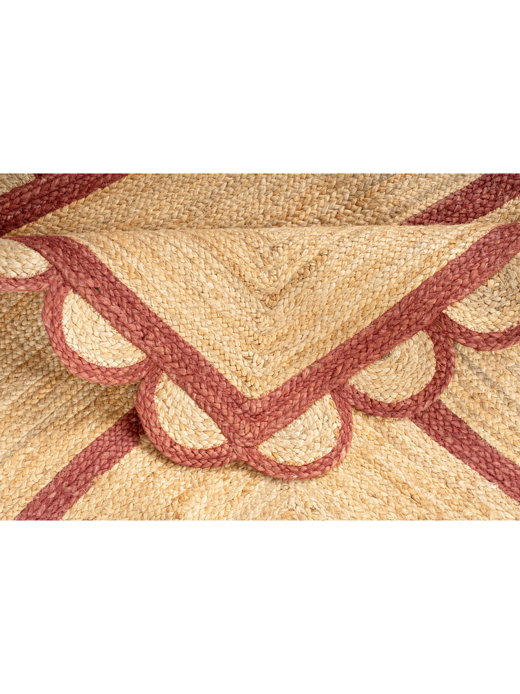 Luxor Scalloped Braided Runner-Red