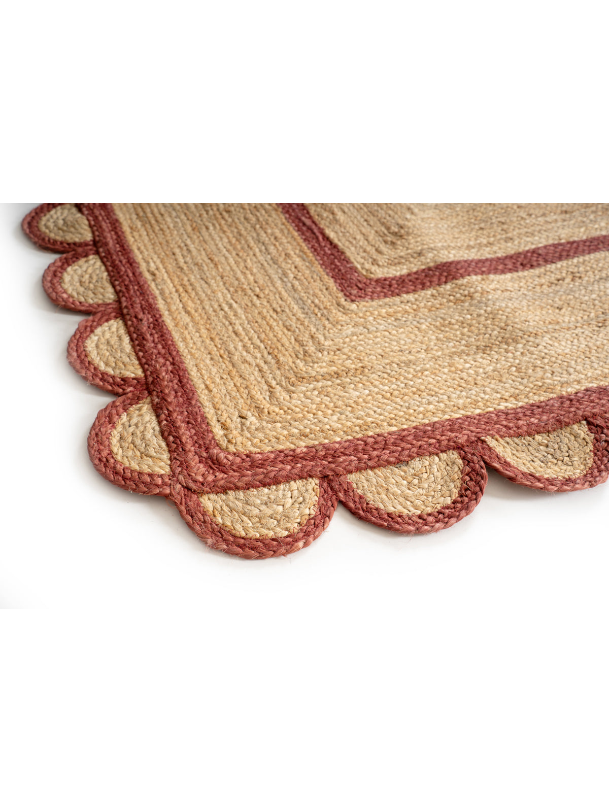 Luxor Scalloped Braided Runner-Red