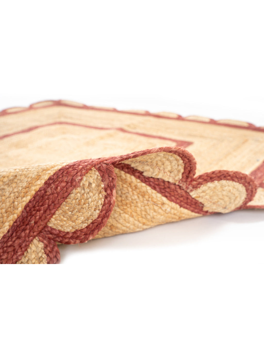 Luxor Scalloped Braided Runner-Red