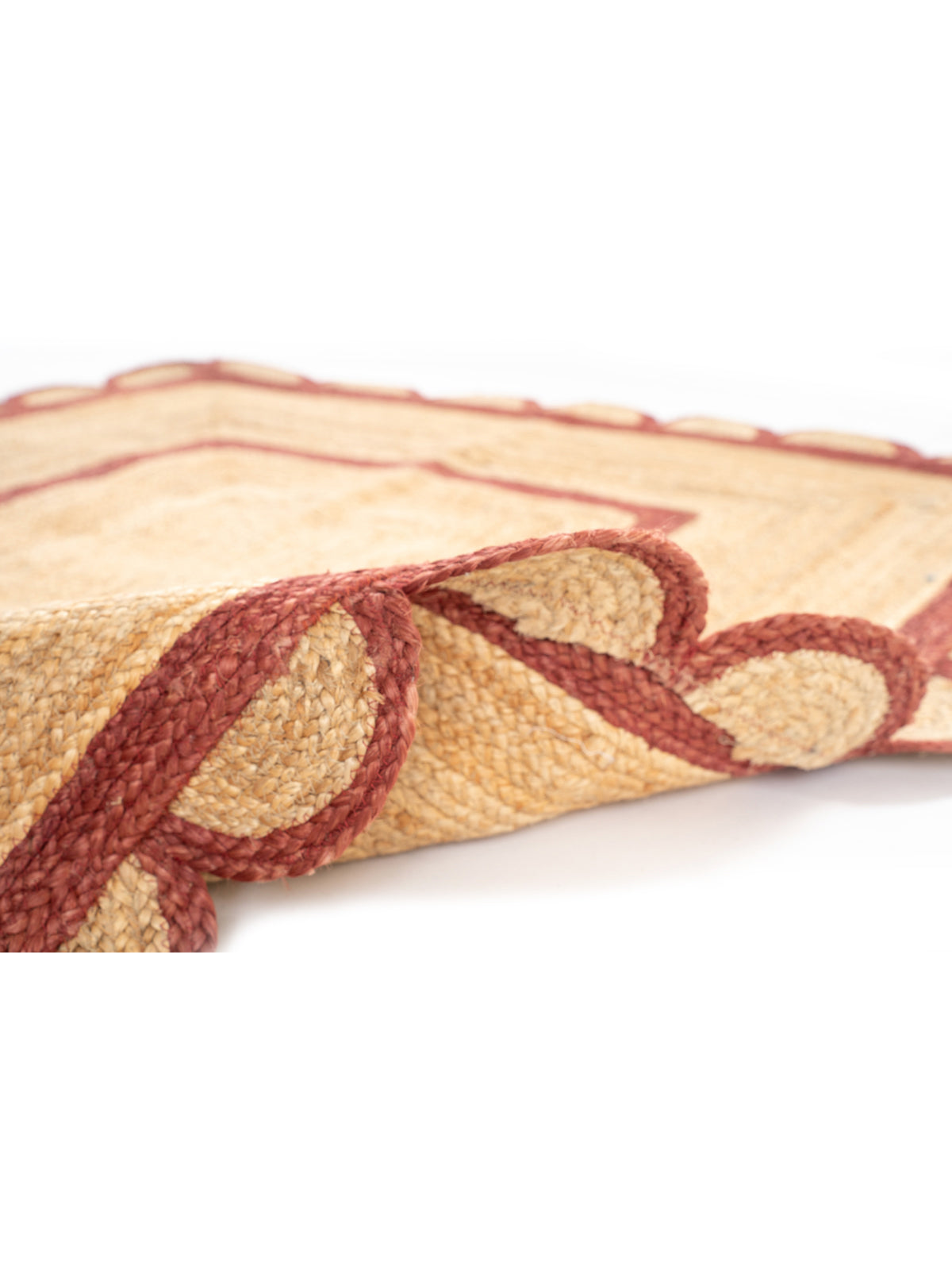 Luxor Scalloped Braided Runner-Red