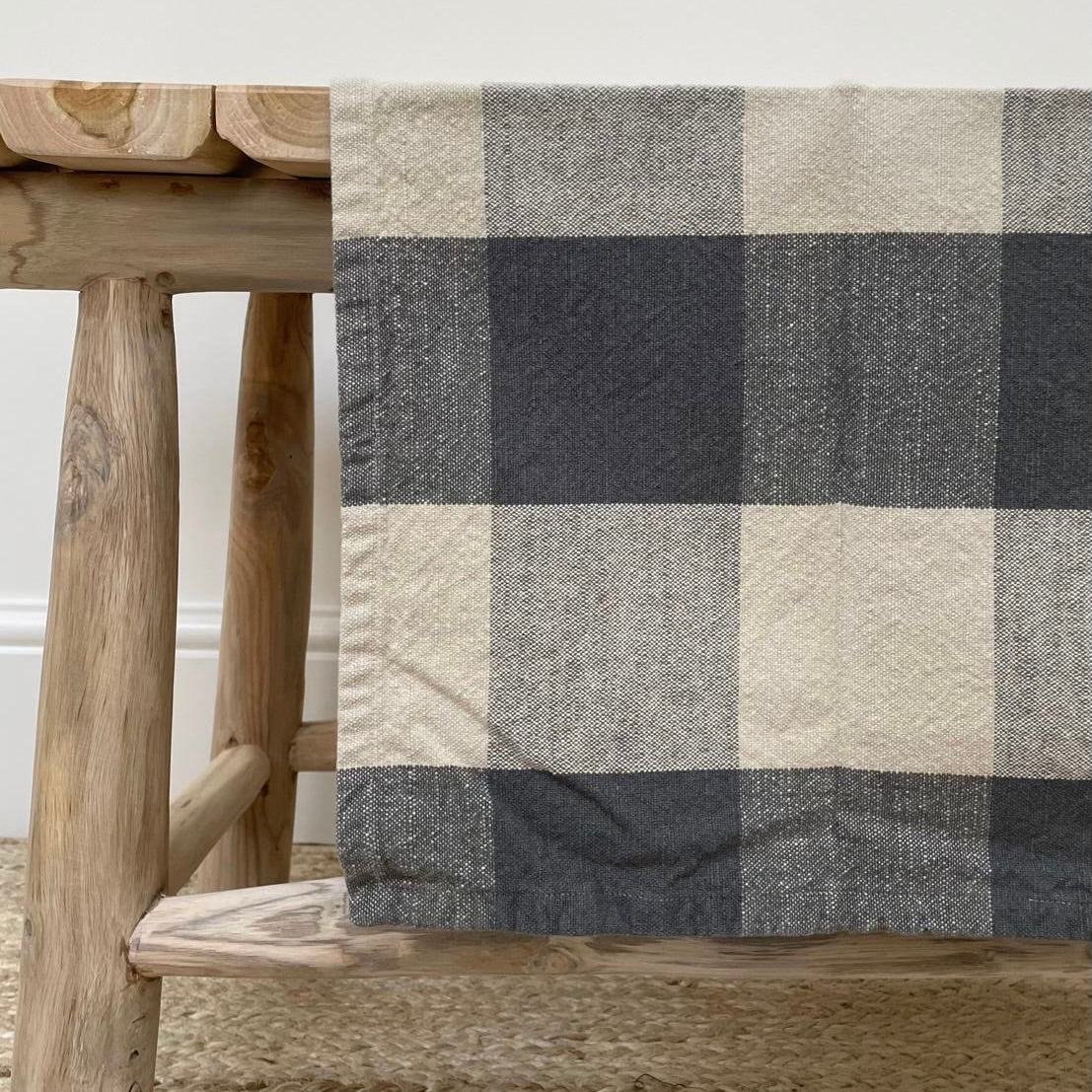 Check tea towel, leaf Main image