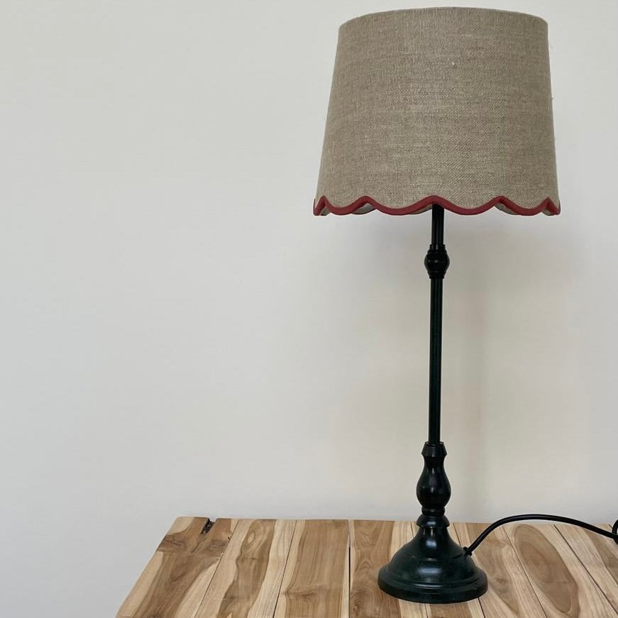 Slim Table Lamp with Red Rim Shade