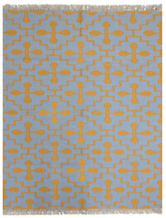 The Buttercross rug, blue and orange