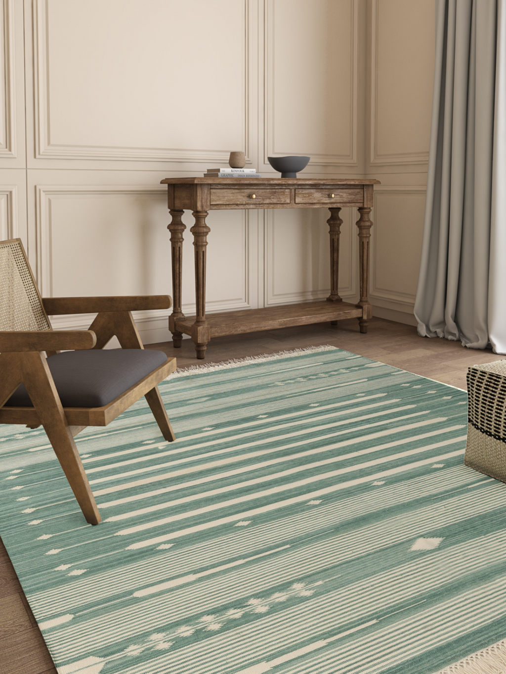Serenity Stripes Flatweave Rug-Green