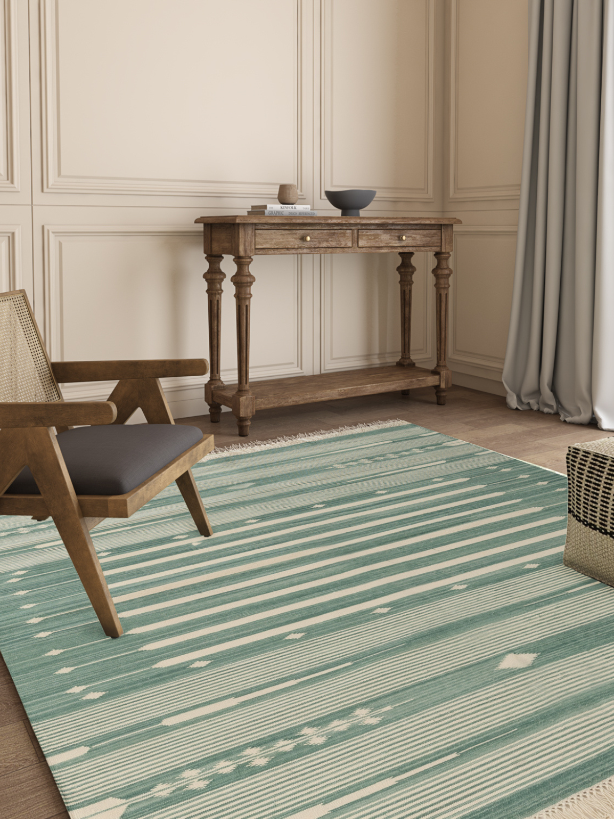 Serenity Stripes Flatweave Rug-Green