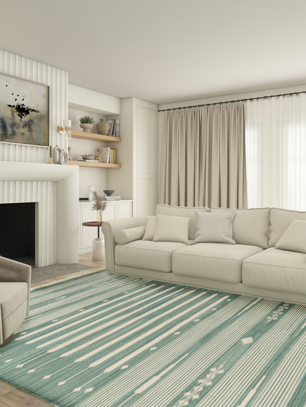 Serenity Stripes Flatweave Rug-Green