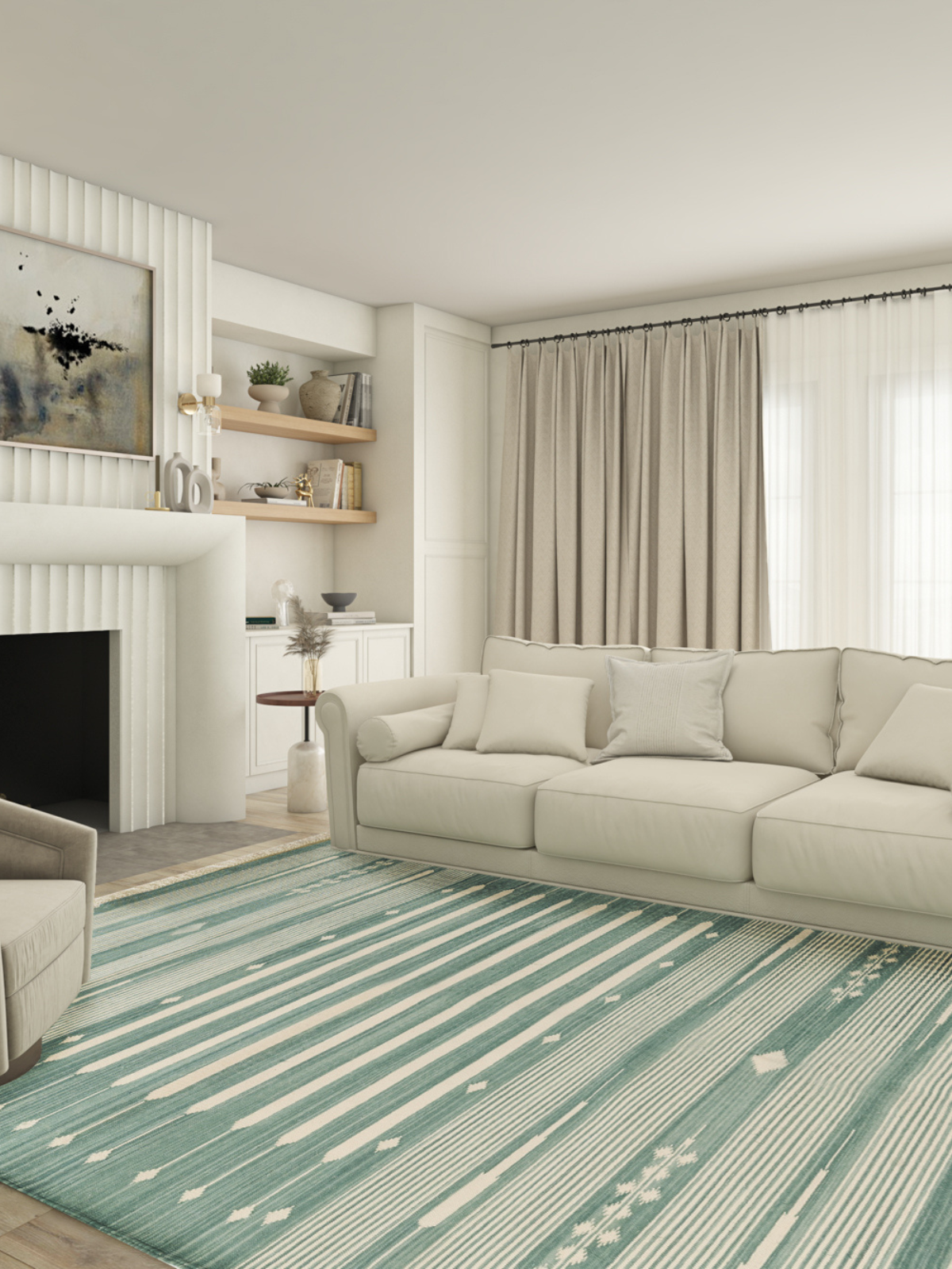 Serenity Stripes Flatweave Rug-Green