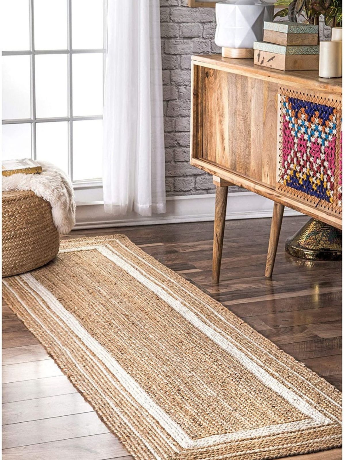 Suez Bordered Jute Braided Runner Secondary image