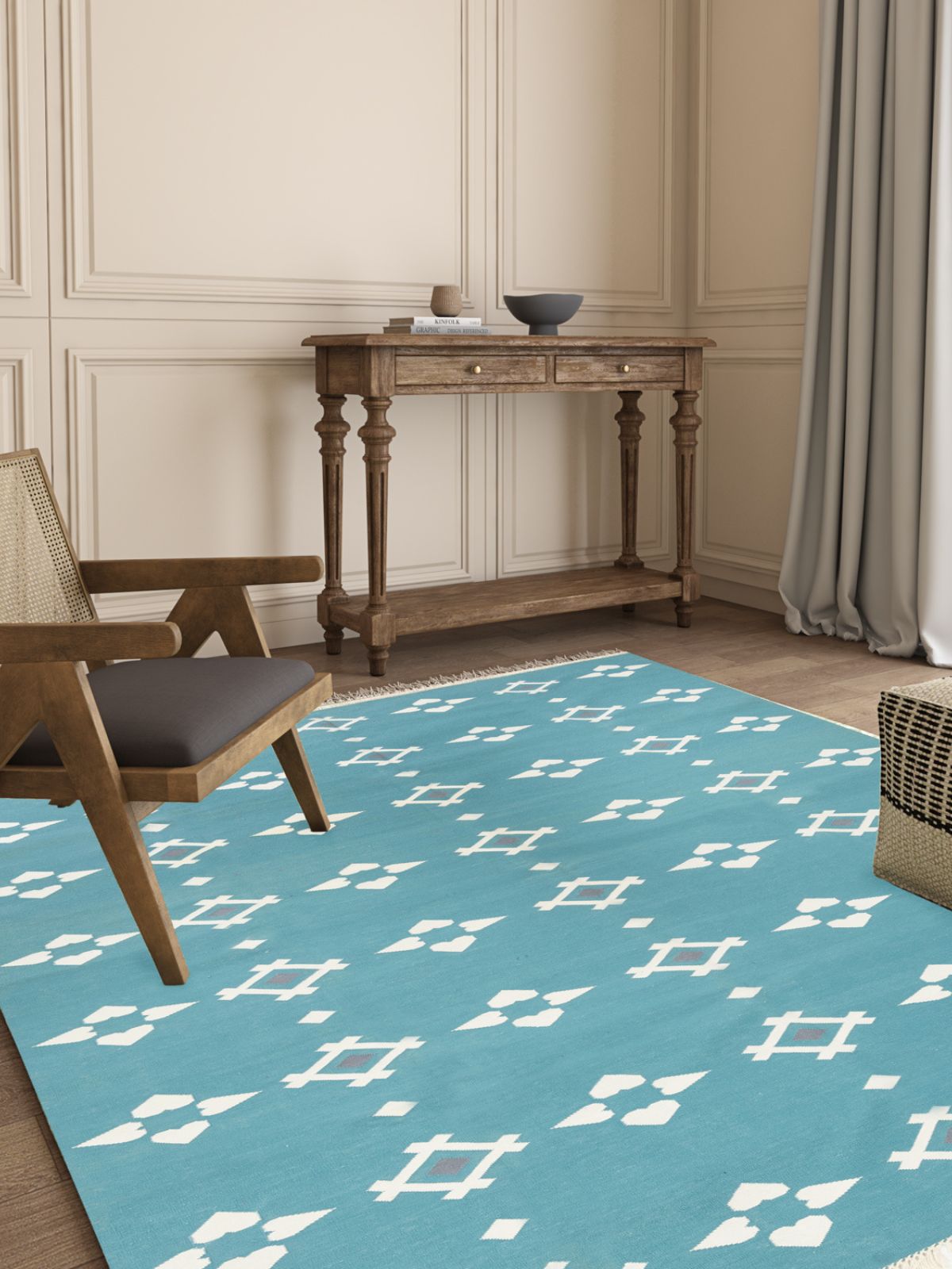 Turquoise Flatweave rug Secondary image