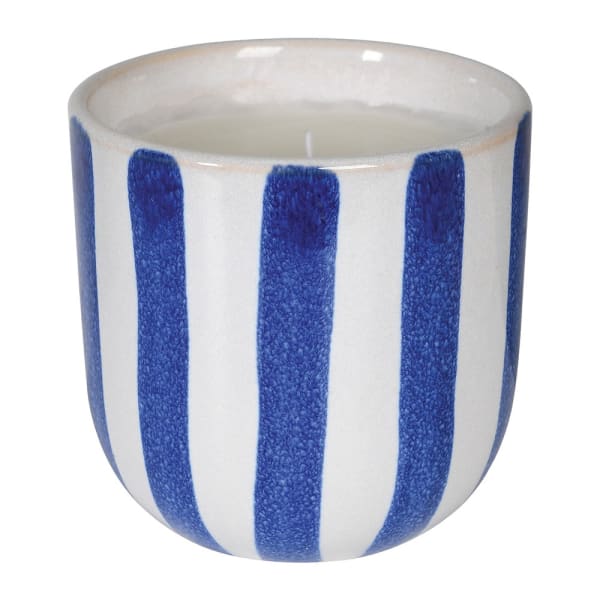 Stripe candle, blue & white