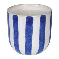 Stripe candle, blue & white